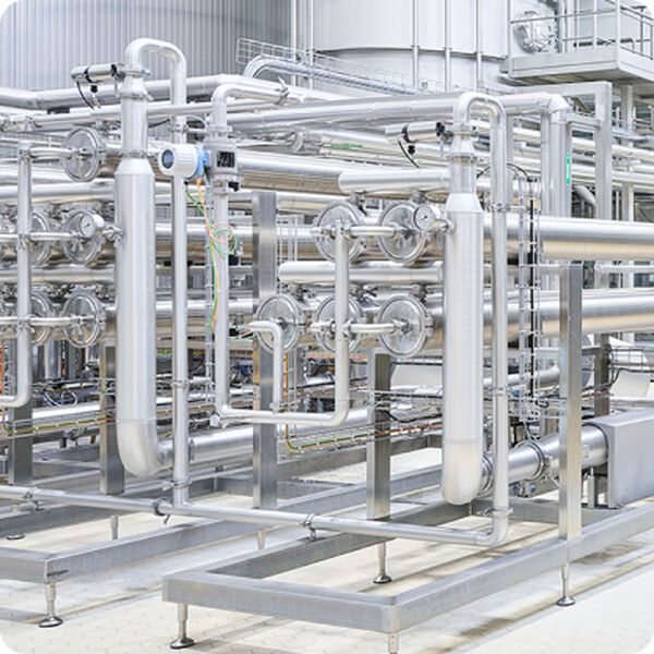 Stainless steel pipes, valves and tanks of an industrial spray-drying plant