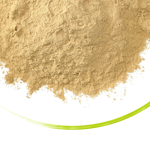 Light brown chicken liver powder in a glass dish